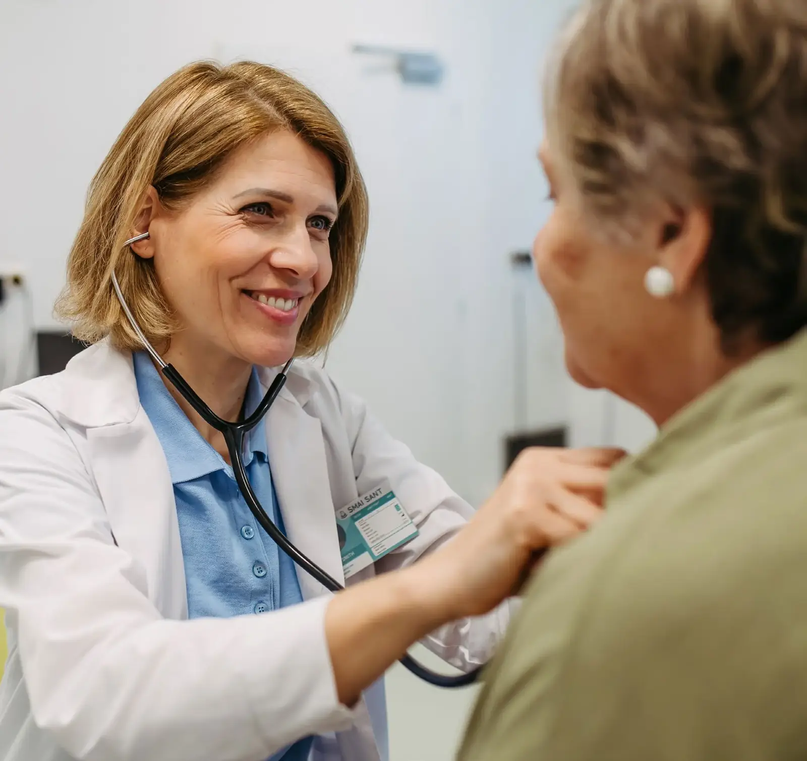 Clinician caring for a patient