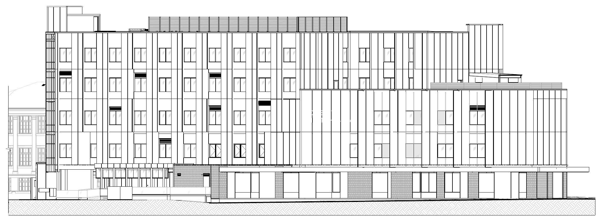 Floor plan: Hospital, South West elevation (from Ingham Rd)