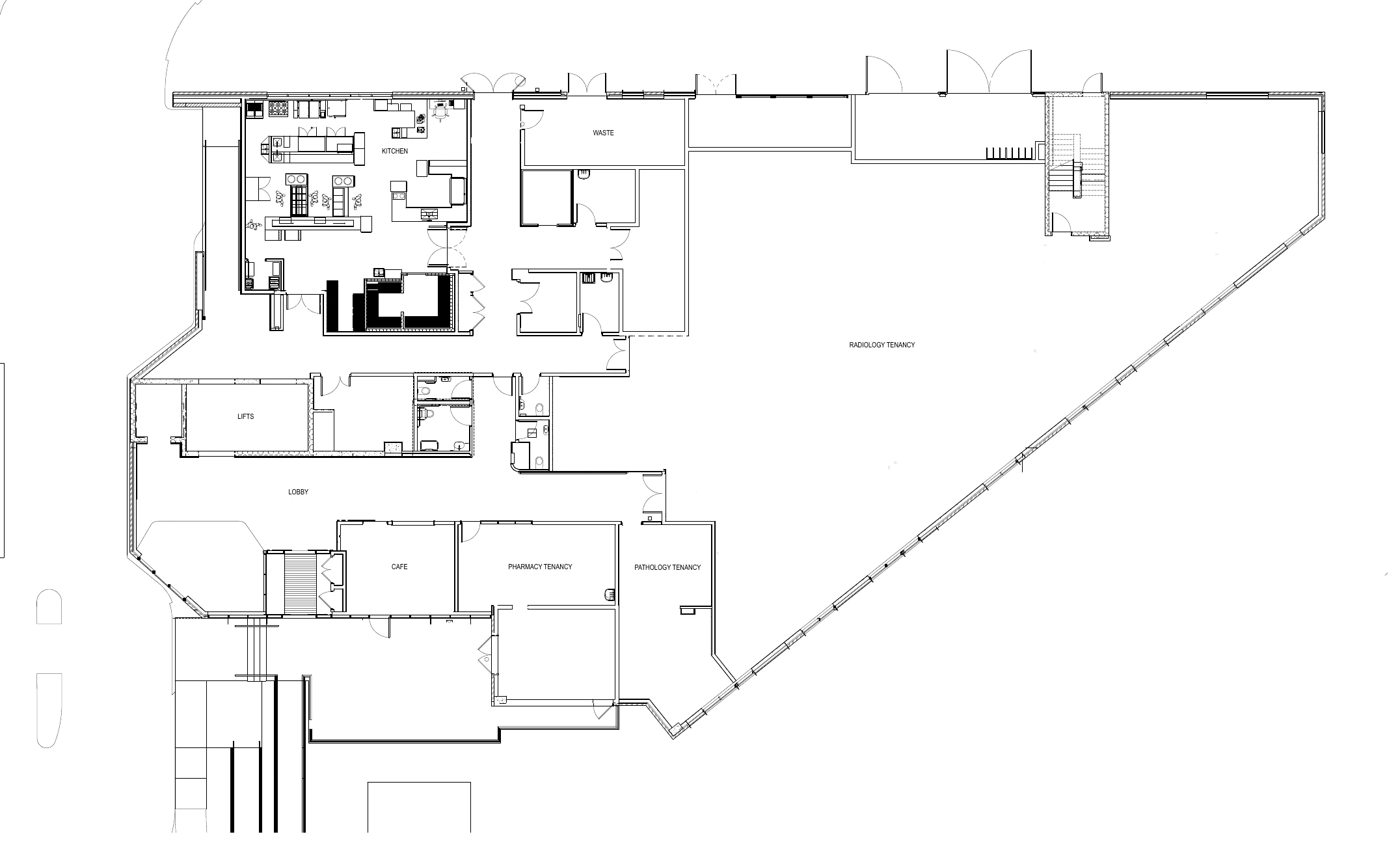 Floor plan: Hospital, ground floor, cold shell