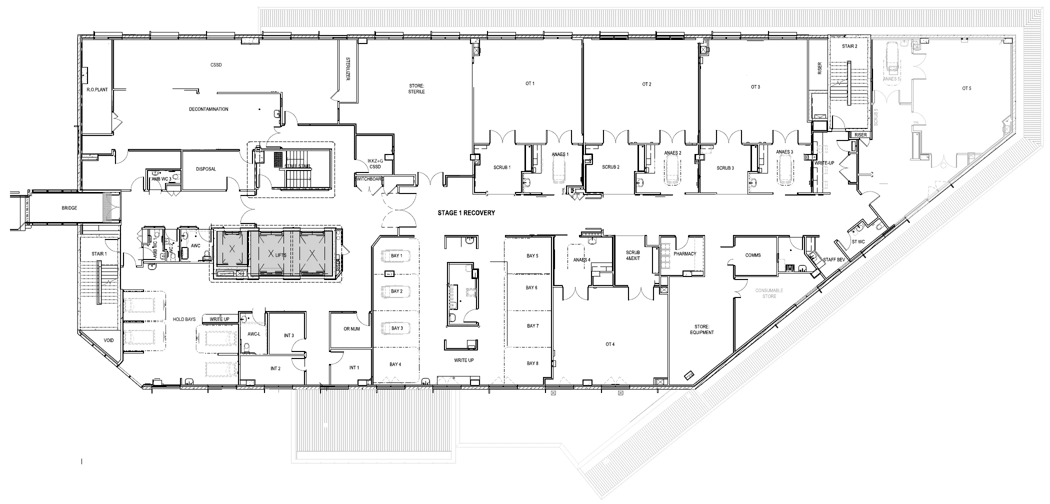 Floor plan: Hospital, level 2, cold shell